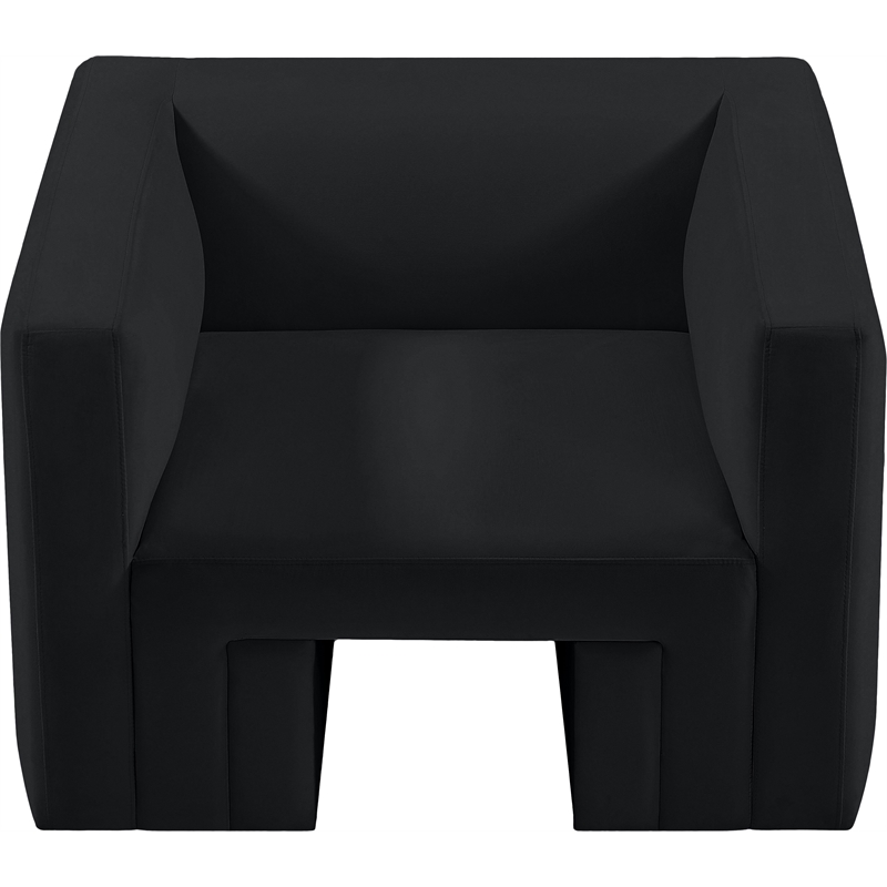 Bowery Hill Contemporary Solid Wood Frame Rich Black Velvet Chair