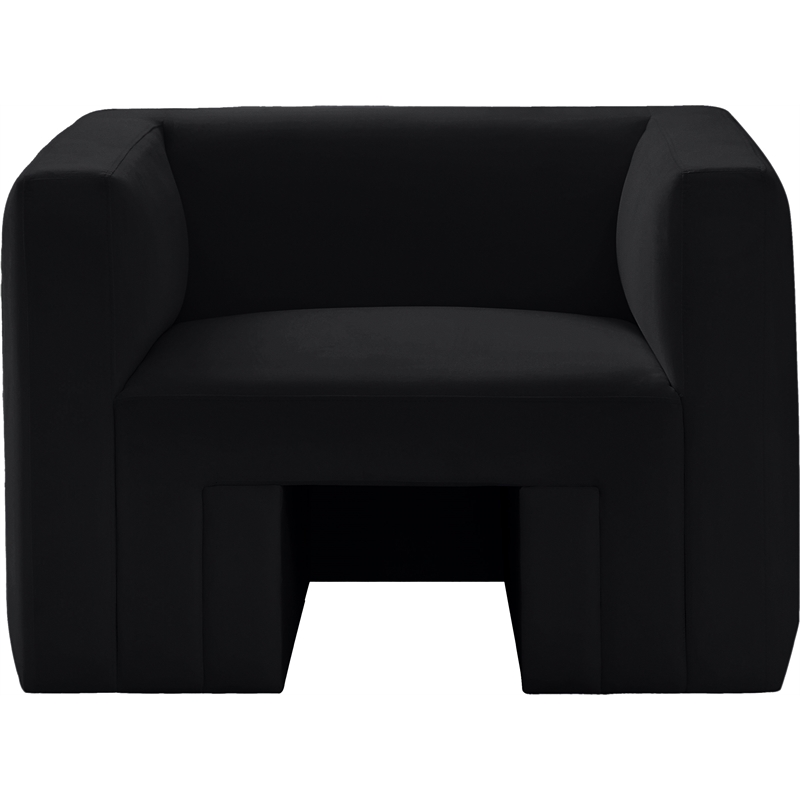 Bowery Hill Contemporary Solid Wood Frame Rich Black Velvet Chair