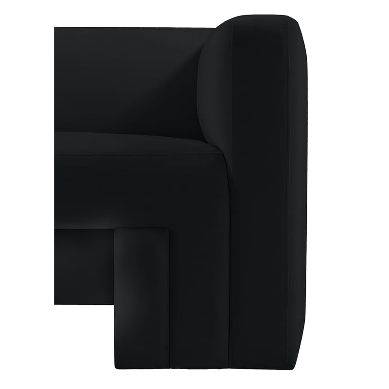 Bowery Hill Contemporary Solid Wood Frame Rich Black Velvet Chair
