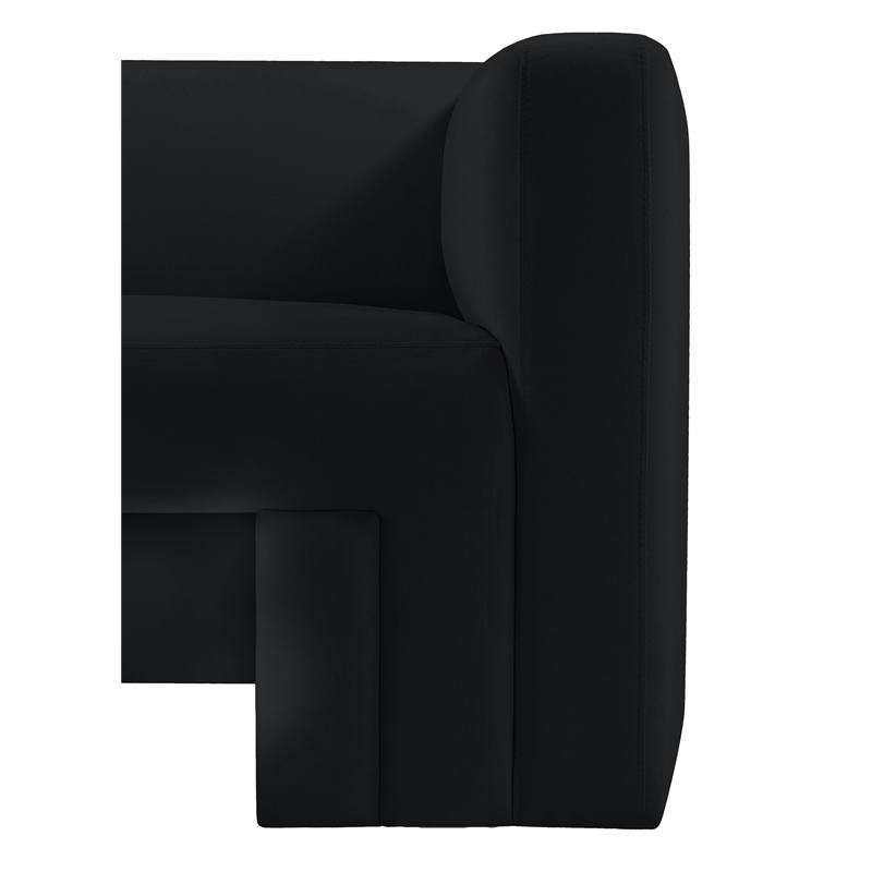 Bowery Hill Contemporary Solid Wood Frame Rich Black Velvet Chair