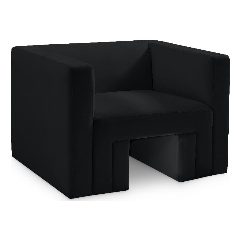 Bowery Hill Contemporary Solid Wood Frame Rich Black Velvet Chair