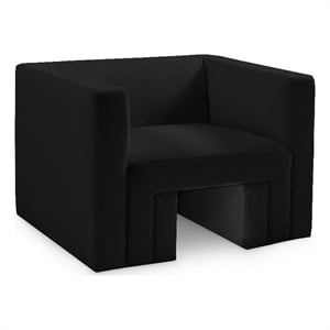 Bowery Hill Contemporary Solid Wood Frame Rich Black Velvet Chair