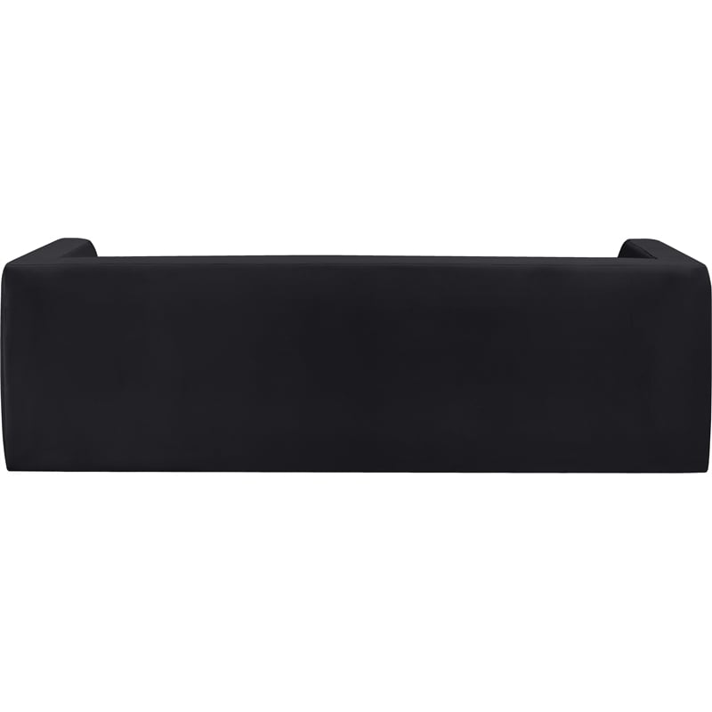 Bowery Hill Contemporary Solid Wood Frame Rich Black Velvet Sofa