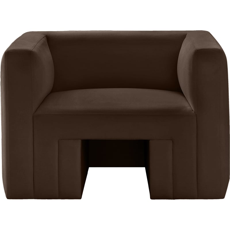 Bowery Hill Contemporary Solid Wood Frame Rich Brown Velvet Chair