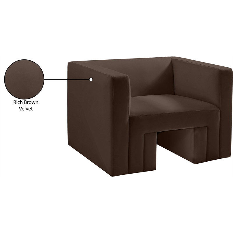 Bowery Hill Contemporary Solid Wood Frame Rich Brown Velvet Chair