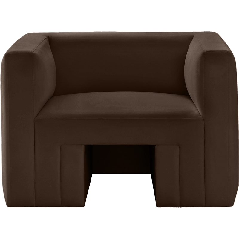 Bowery Hill Contemporary Solid Wood Frame Rich Brown Velvet Chair