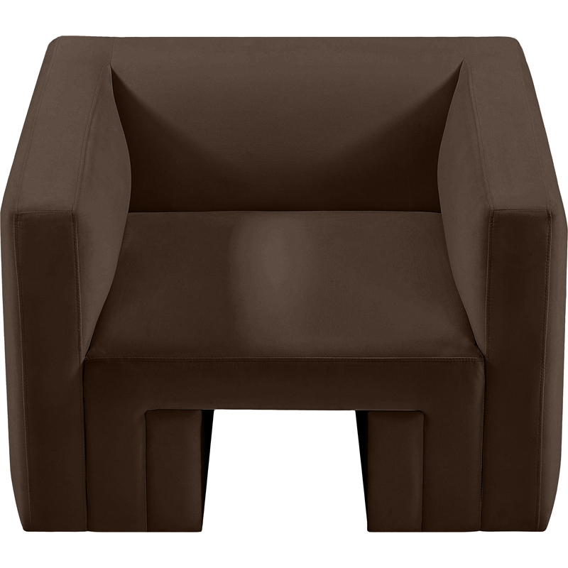 Bowery Hill Contemporary Solid Wood Frame Rich Brown Velvet Chair