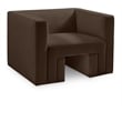 Bowery Hill Contemporary Solid Wood Frame Rich Brown Velvet Chair