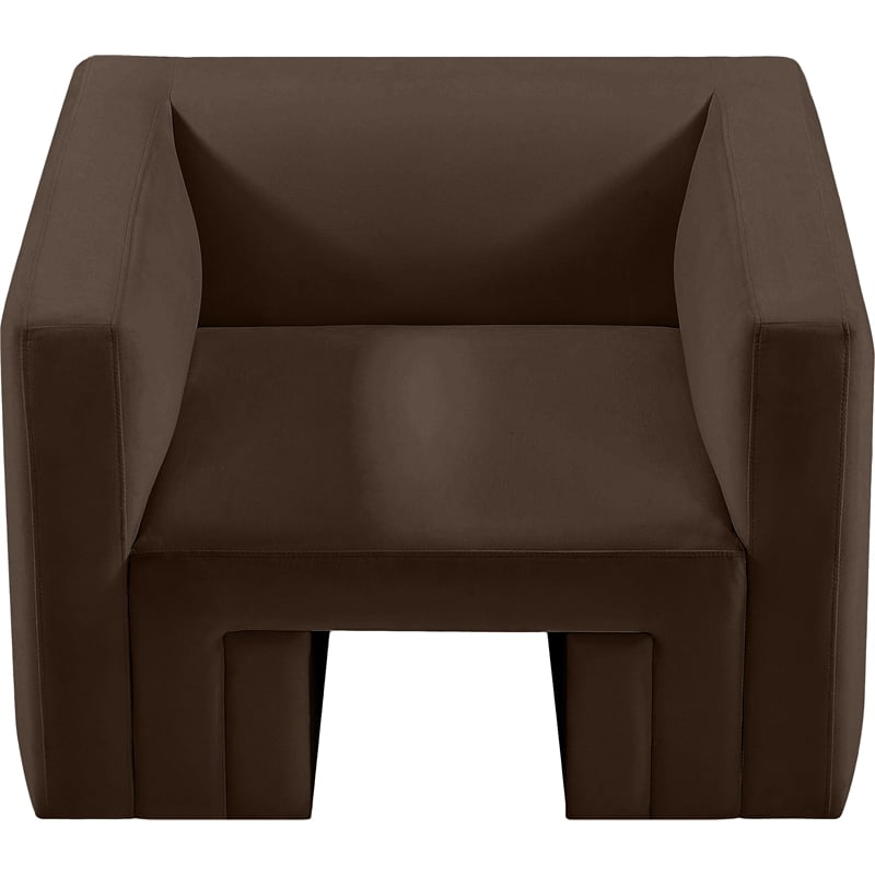 Bowery Hill Contemporary Solid Wood Frame Rich Brown Velvet Chair