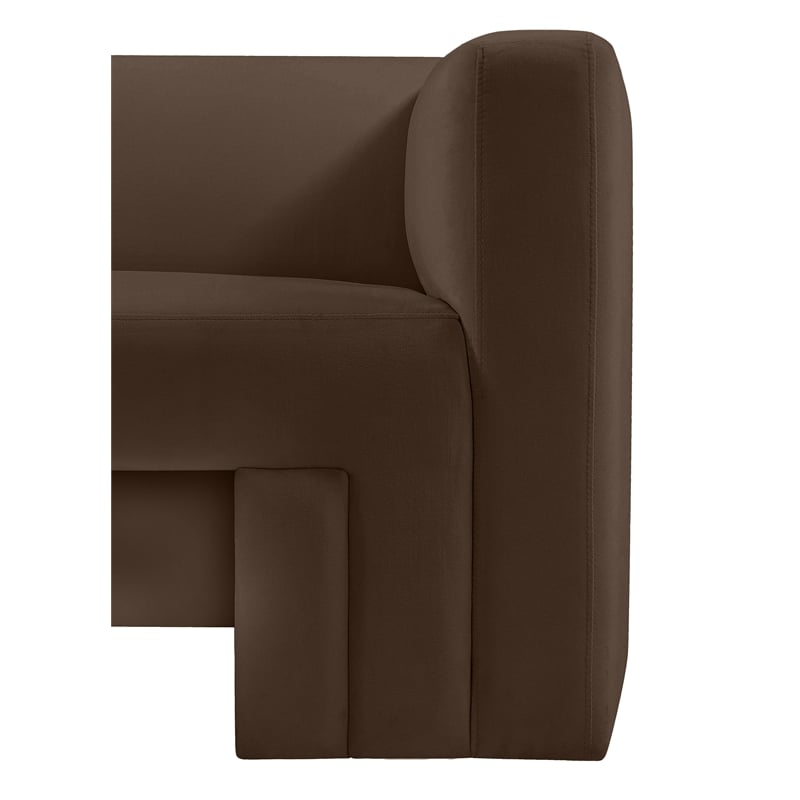 Bowery Hill Contemporary Solid Wood Frame Rich Brown Velvet Chair