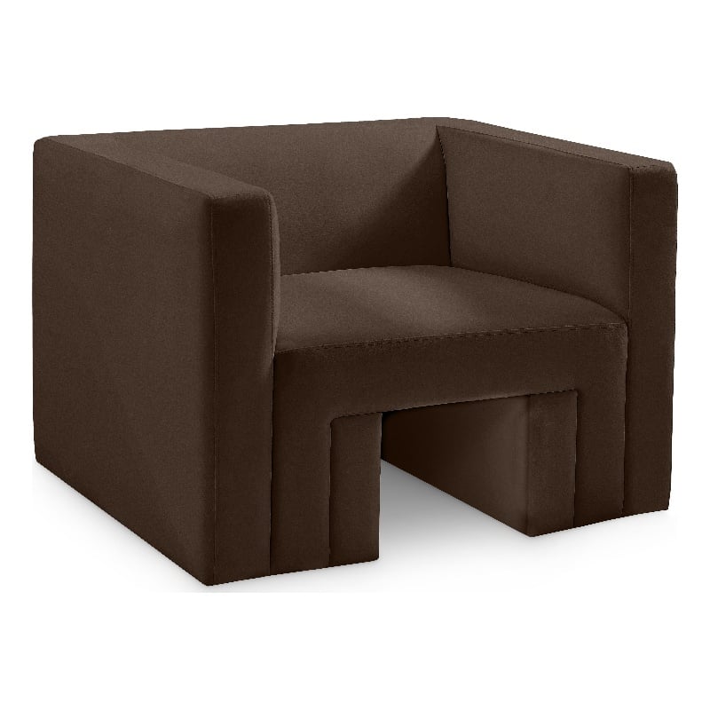 Bowery Hill Contemporary Solid Wood Frame Rich Brown Velvet Chair