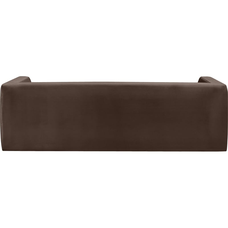 Bowery Hill Contemporary Solid Wood Frame Rich Brown Velvet Sofa