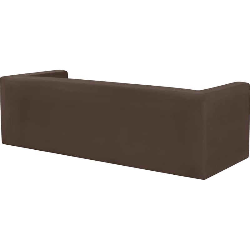 Bowery Hill Contemporary Solid Wood Frame Rich Brown Velvet Sofa