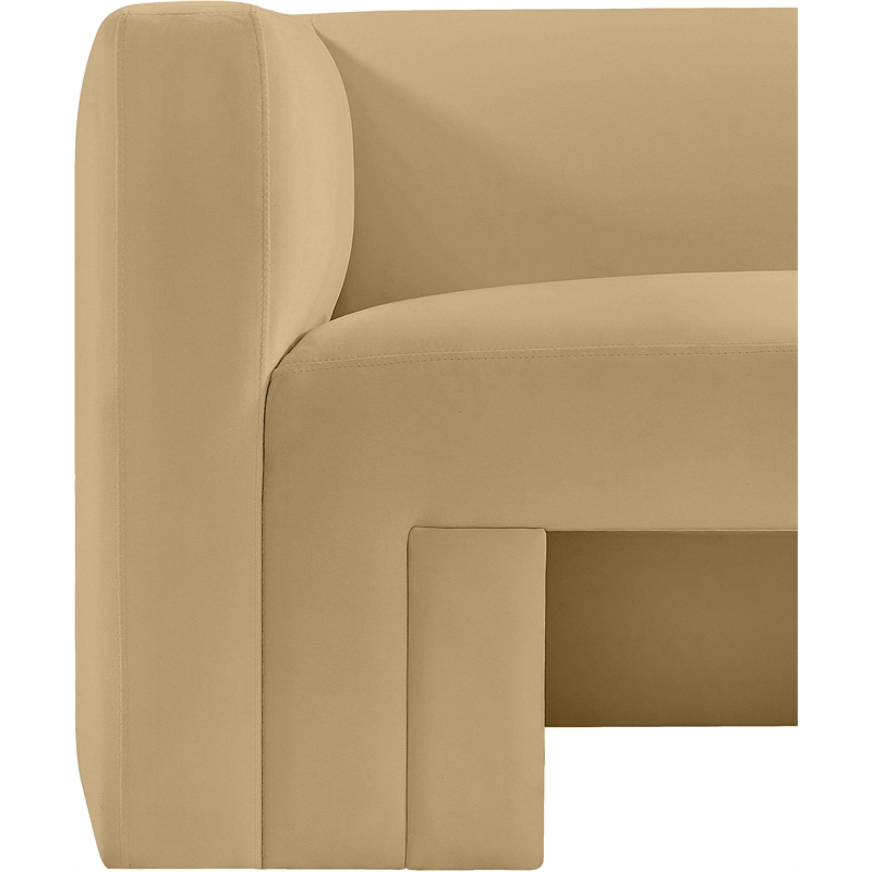Bowery Hill Contemporary Solid Wood Frame Soft Camel Velvet Chair