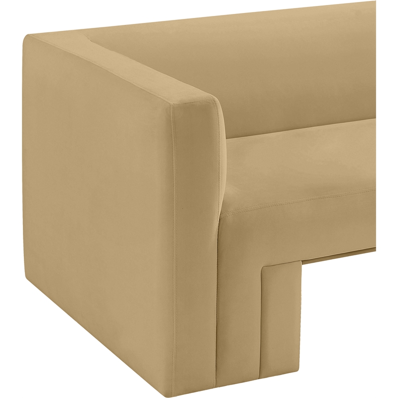 Bowery Hill Contemporary Solid Wood Frame Soft Camel Velvet Chair