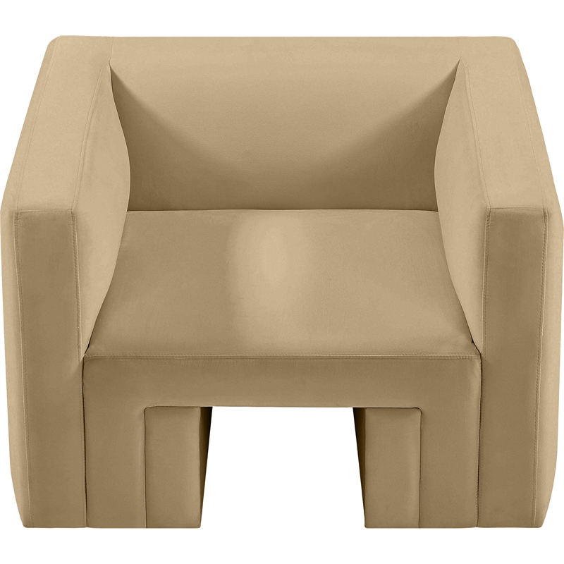 Bowery Hill Contemporary Solid Wood Frame Soft Camel Velvet Chair