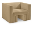 Bowery Hill Contemporary Solid Wood Frame Soft Camel Velvet Chair