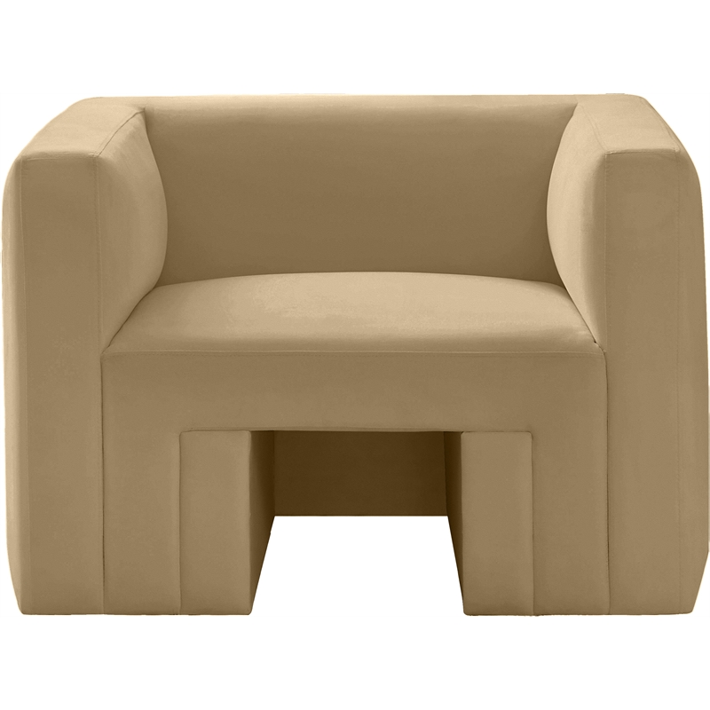 Bowery Hill Contemporary Solid Wood Frame Soft Camel Velvet Chair