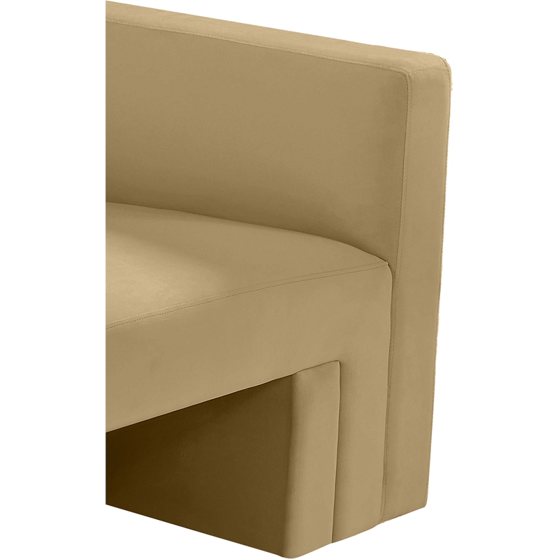 Bowery Hill Contemporary Solid Wood Frame Soft Camel Velvet Chair