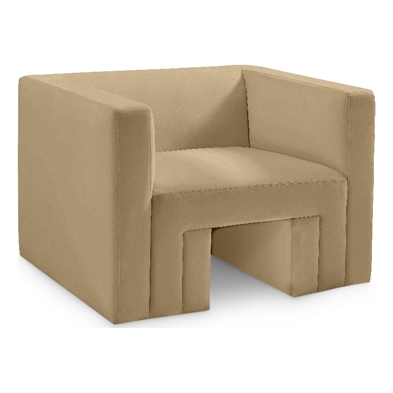 Bowery Hill Contemporary Solid Wood Frame Soft Camel Velvet Chair
