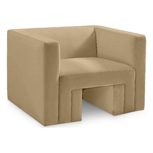Bowery Hill Contemporary Solid Wood Frame Soft Camel Velvet Chair