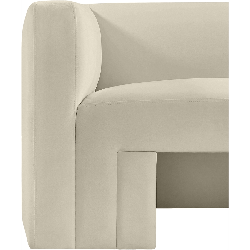 Bowery Hill Contemporary Solid Wood Frame Rich Cream Velvet Chair