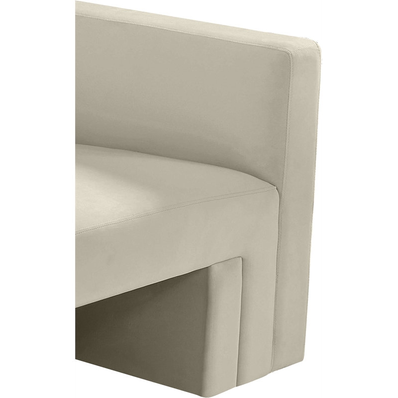 Bowery Hill Contemporary Solid Wood Frame Rich Cream Velvet Chair