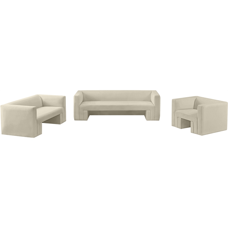 Bowery Hill Contemporary Solid Wood Frame Rich Cream Velvet Chair