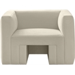 Bowery Hill Contemporary Solid Wood Frame Rich Cream Velvet Chair