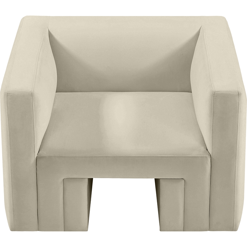 Bowery Hill Contemporary Solid Wood Frame Rich Cream Velvet Chair