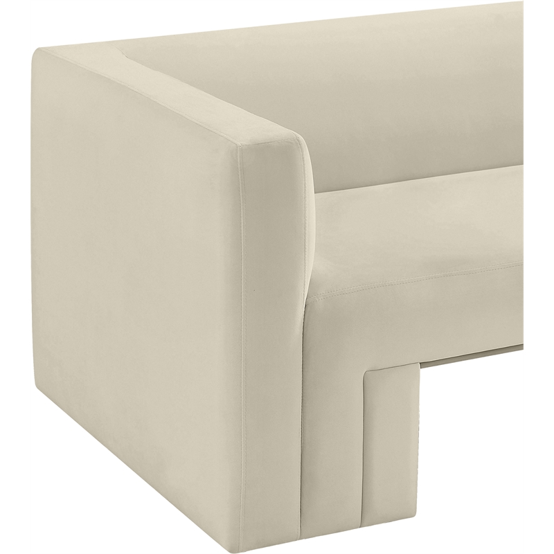 Bowery Hill Contemporary Solid Wood Frame Rich Cream Velvet Chair