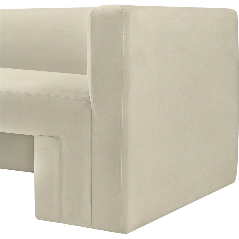 Bowery Hill Contemporary Solid Wood Frame Rich Cream Velvet Chair