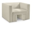 Bowery Hill Contemporary Solid Wood Frame Rich Cream Velvet Chair