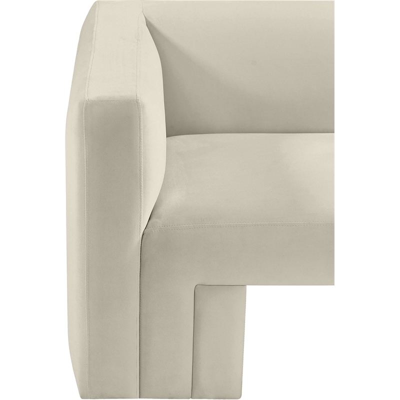 Bowery Hill Contemporary Solid Wood Frame Rich Cream Velvet Chair
