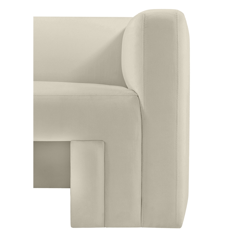 Bowery Hill Contemporary Solid Wood Frame Rich Cream Velvet Chair