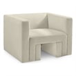 Bowery Hill Contemporary Solid Wood Frame Rich Cream Velvet Chair