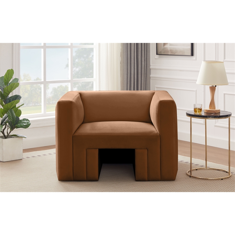 Bowery Hill Contemporary Solid Wood Frame Soft Saddle Velvet Chair