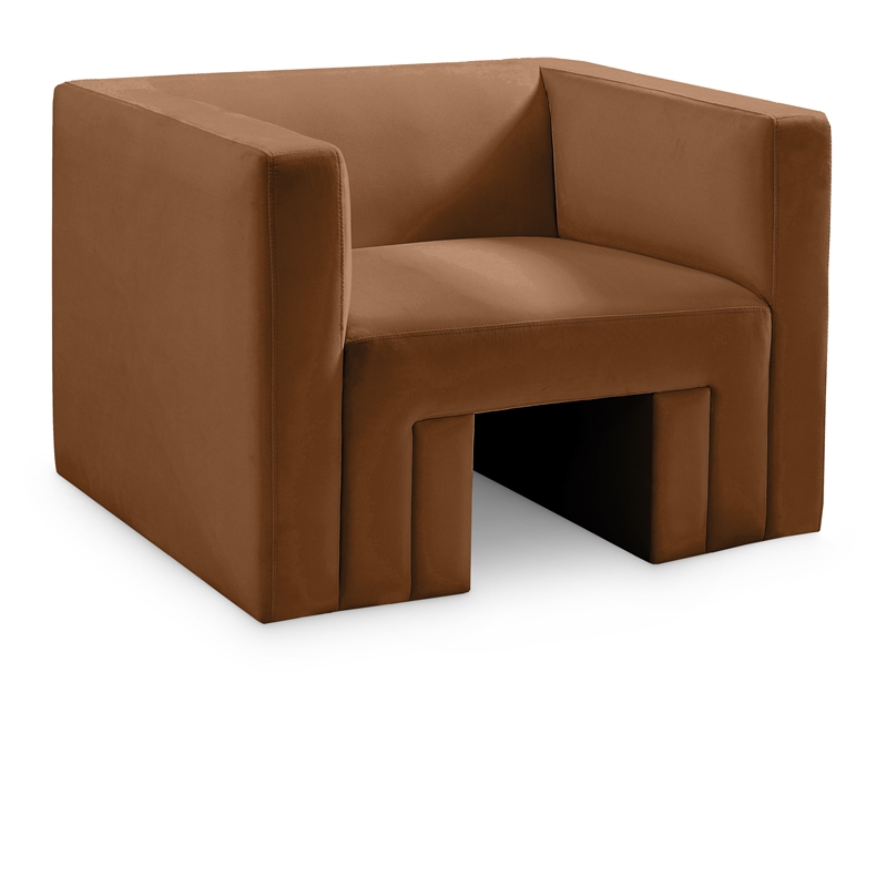 Bowery Hill Contemporary Solid Wood Frame Soft Saddle Velvet Chair