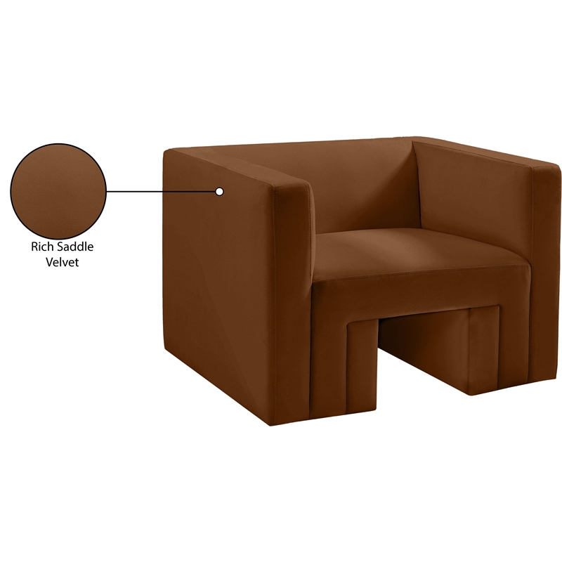 Bowery Hill Contemporary Solid Wood Frame Soft Saddle Velvet Chair