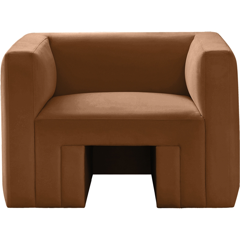 Bowery Hill Contemporary Solid Wood Frame Soft Saddle Velvet Chair