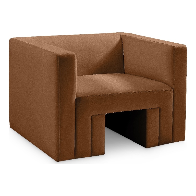 Bowery Hill Contemporary Solid Wood Frame Soft Saddle Velvet Chair