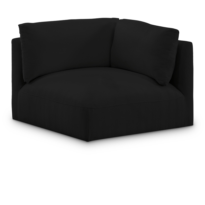 Bowery Hill Contemporary Soft Plush Black Durable Fabric Corner