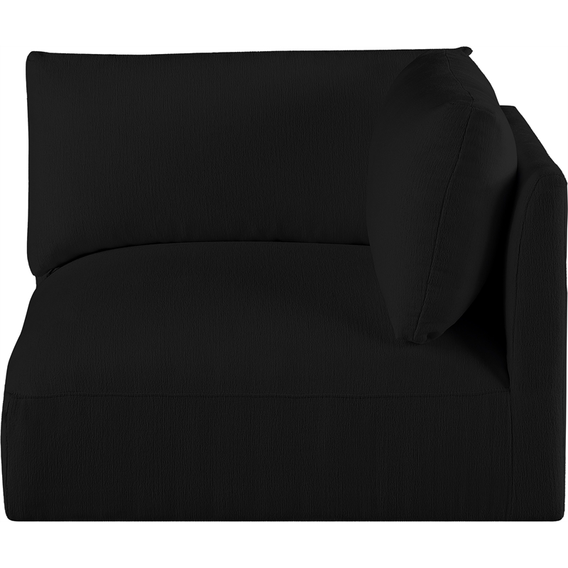Bowery Hill Contemporary Soft Plush Black Durable Fabric Corner