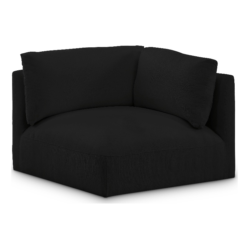 Bowery Hill Contemporary Soft Plush Black Durable Fabric Corner