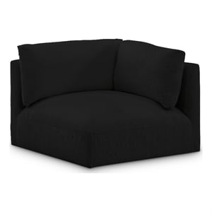 Bowery Hill Contemporary Soft Plush Black Durable Fabric Corner