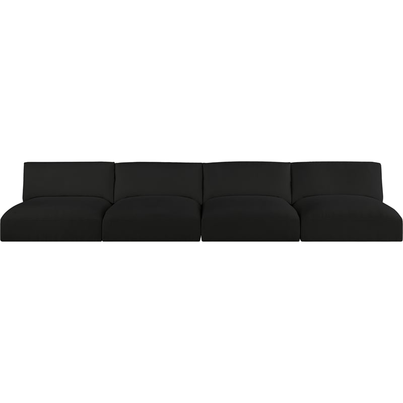 Bowery Hill Contemporary Soft Plush Black Fabric Modular Sofa