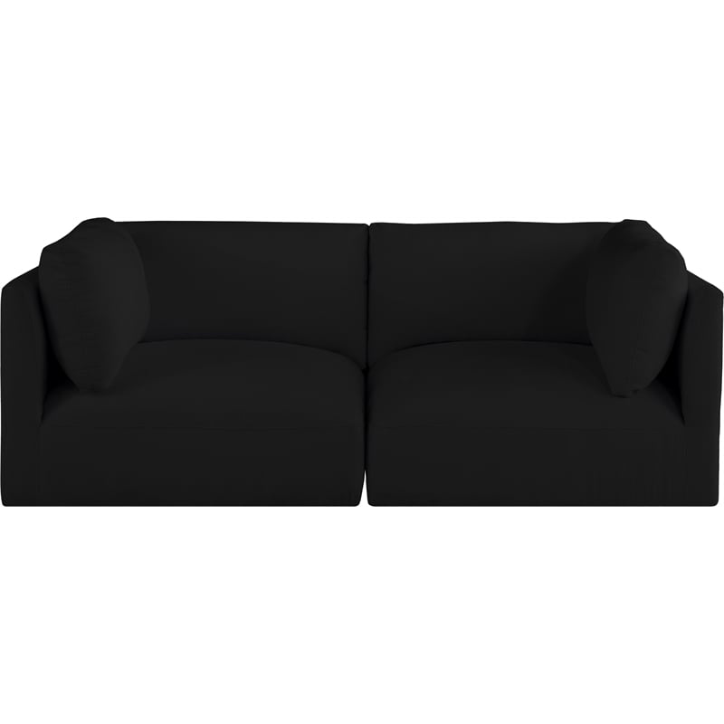 Bowery Hill Contemporary Soft Plush Black Fabric Modular Sofa