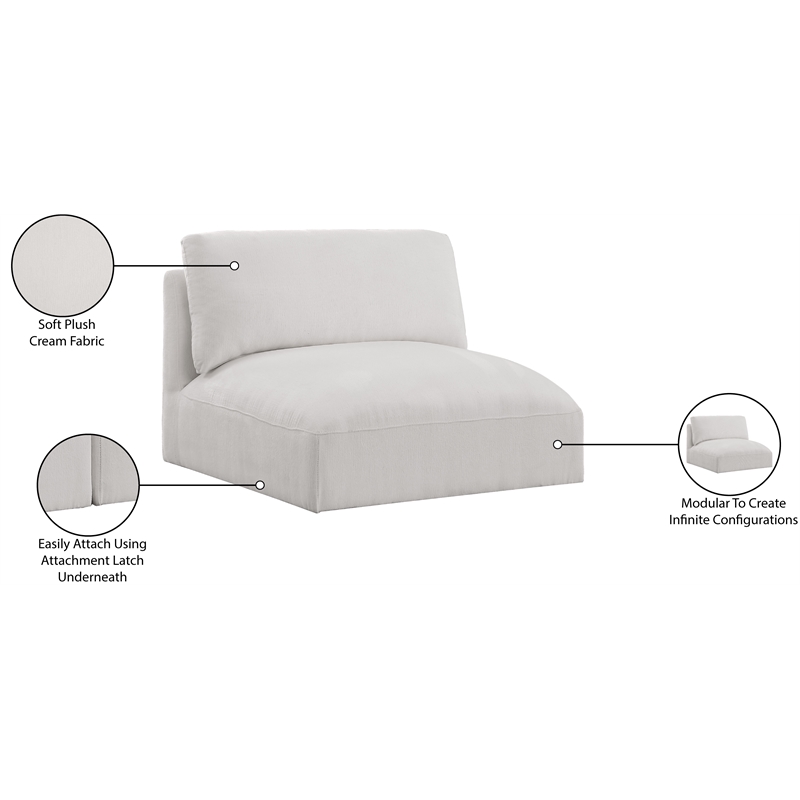 Bowery Hill Contemporary Soft Plush Cream Durable Fabric Armless