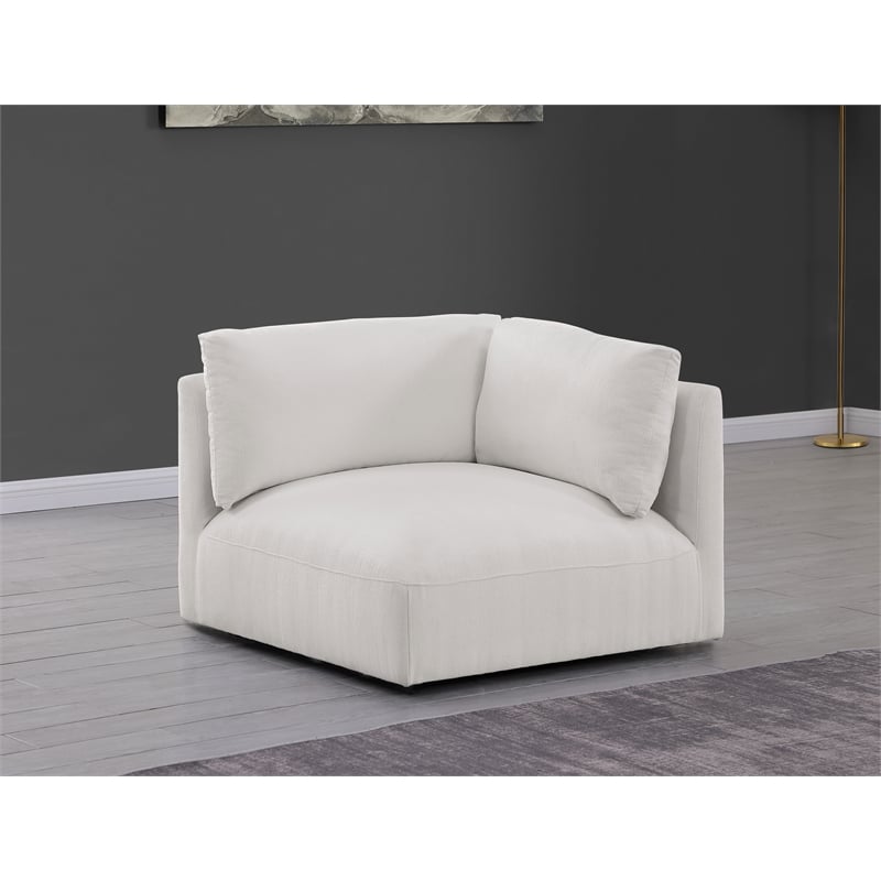 Bowery Hill Contemporary Soft Plush Cream Durable Fabric Corner