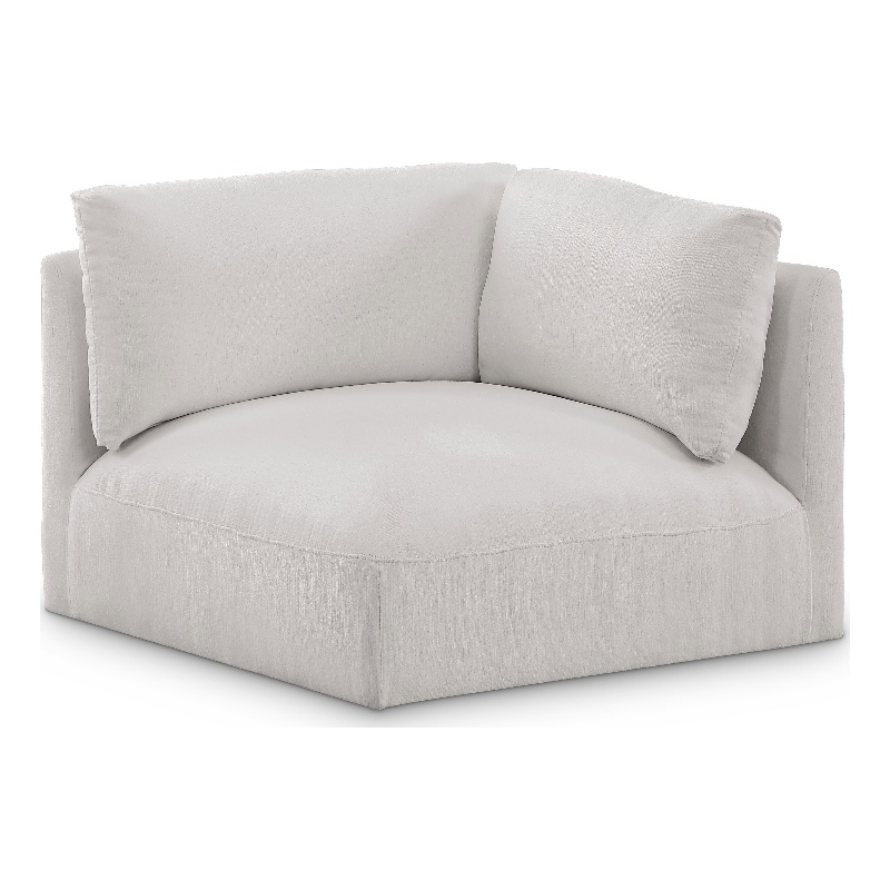 Bowery Hill Contemporary Soft Plush Cream Durable Fabric Corner
